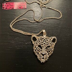 Betsey Johnson Gold Star Leopard Filigree Necklace